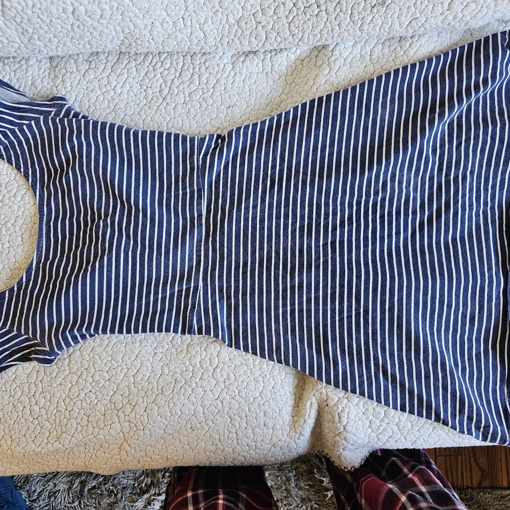 Striped Blue and White Sleeveless Dress